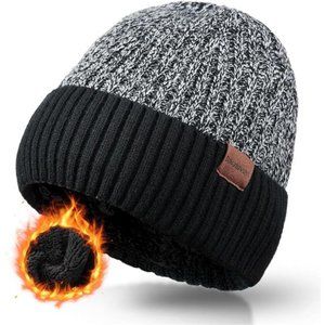 Winter Beanie Hat for Men: Warm Thick Knit Beanie Winter Thermal Skull Cap with
